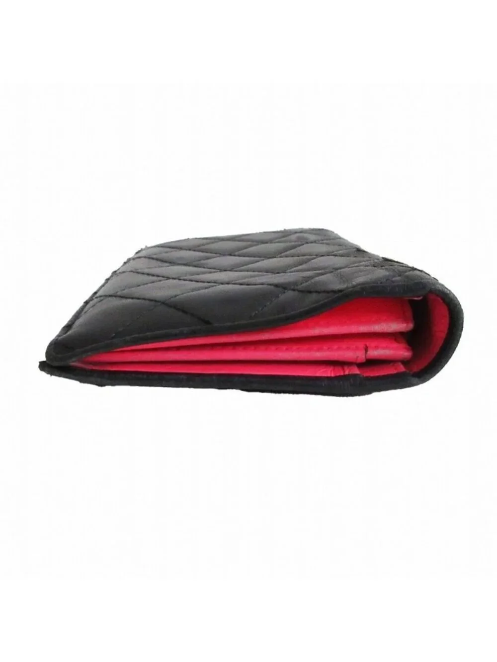 Chanel Wallet Cambon Line Leather Quilted Bifold Seal Black
